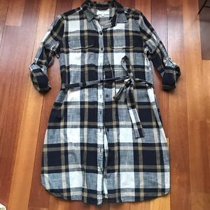 LOFT Plaid Shirt Dress- Size L